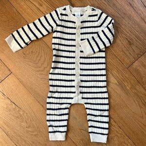 GAP Baby Sweater Navy/Cream Stripped Button Front Onesie